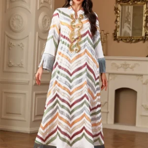 فستان سهرة نسائي فاخر بشراشيب من Siskakia دبي مطرز ماكسي عباية إسلامية ترتر ملابس نسائية 2025