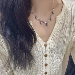 قلادة أنيقة من لؤلؤ الأرز الطبيعي من MeiBaPJ مقاس 8 مم